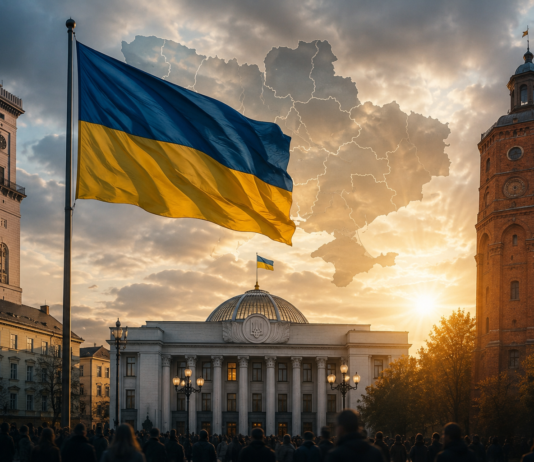 Символічне зображення Вінниці, Львова та Верховної Ради як ілюстрація до матеріалу про регіональну політику України